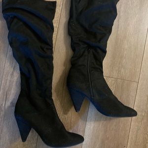 Express Knee High Black Suede Boots Size 8